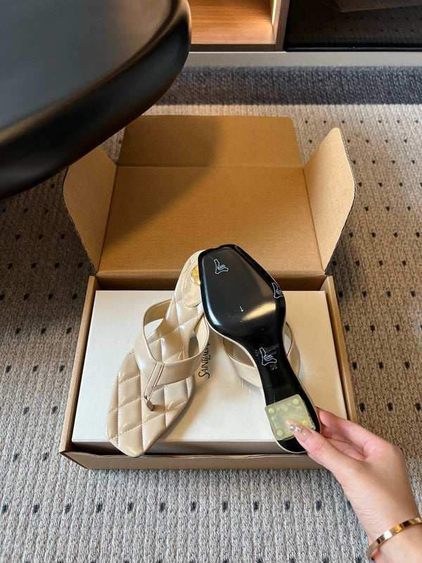 YSL Sip Sandal 4.5cm Beige Smooth Leather 932322