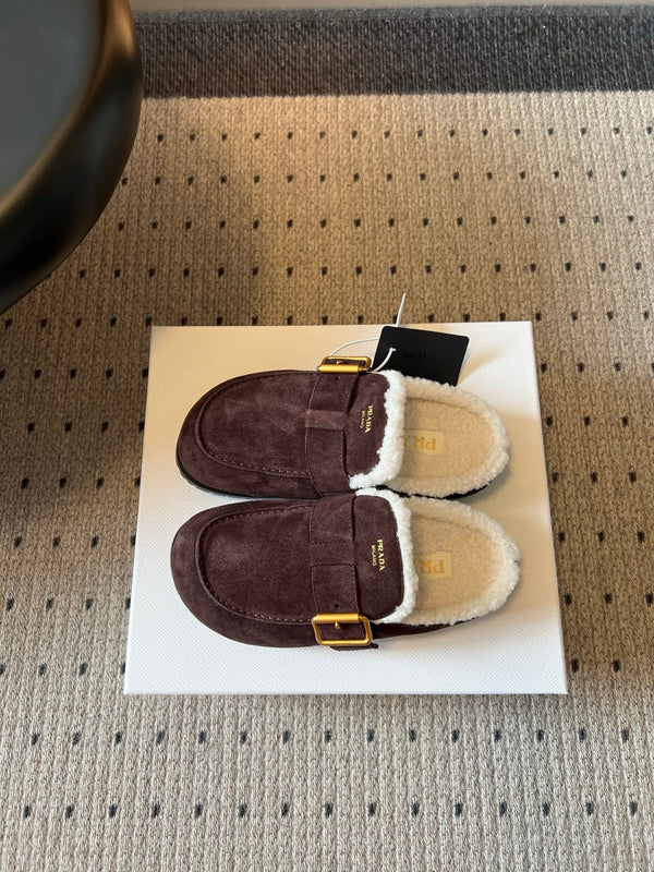 Prad 26s Clogs Dark Brown Suede Shearling 971693