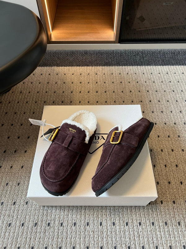 Prad 26s Clogs Dark Brown Suede Shearling 971693