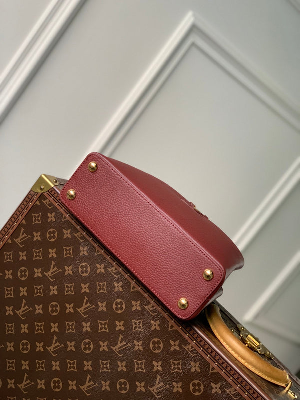 CAPUCINES BB 27 BURGUNDY TAURILLON MOP GOLD HARDWARE