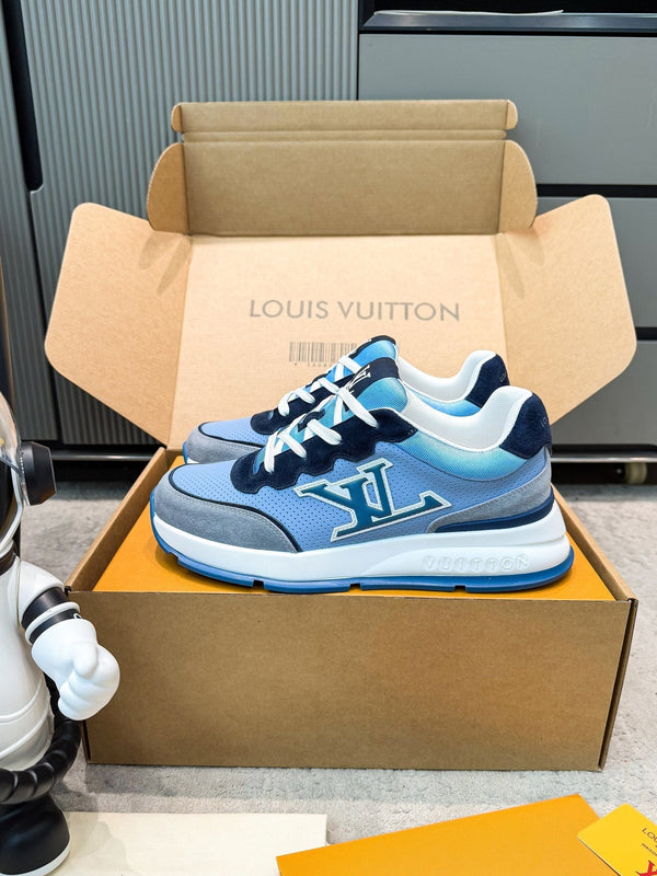 LV Classic Sneaker Grey Blue Black Suede Mesh 625421