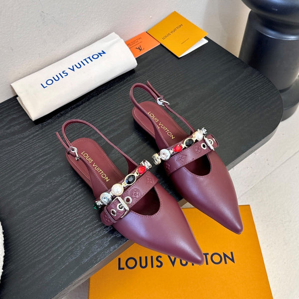 LV Vibe Slingback Flat Dark Burgundy Cowhide 580334