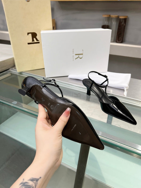 TR 26s Pointed-Toe Slingbacks Black Lambskin 997834