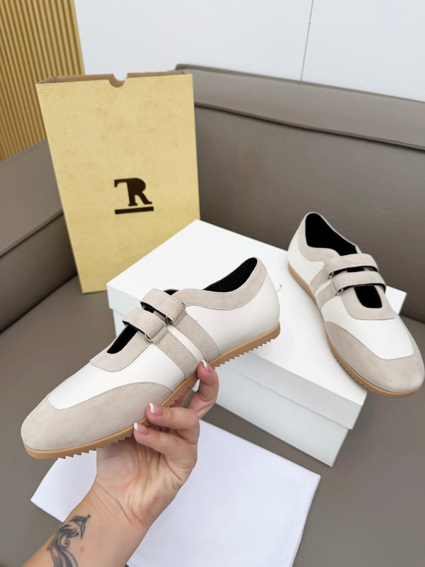The Row Adjustable Strap Sneakers Light Grey Suede 832657
