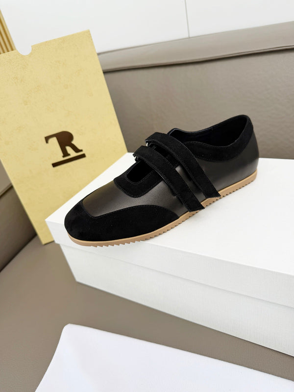 The Row Adjustable Strap Sneakers Black Suede 832655