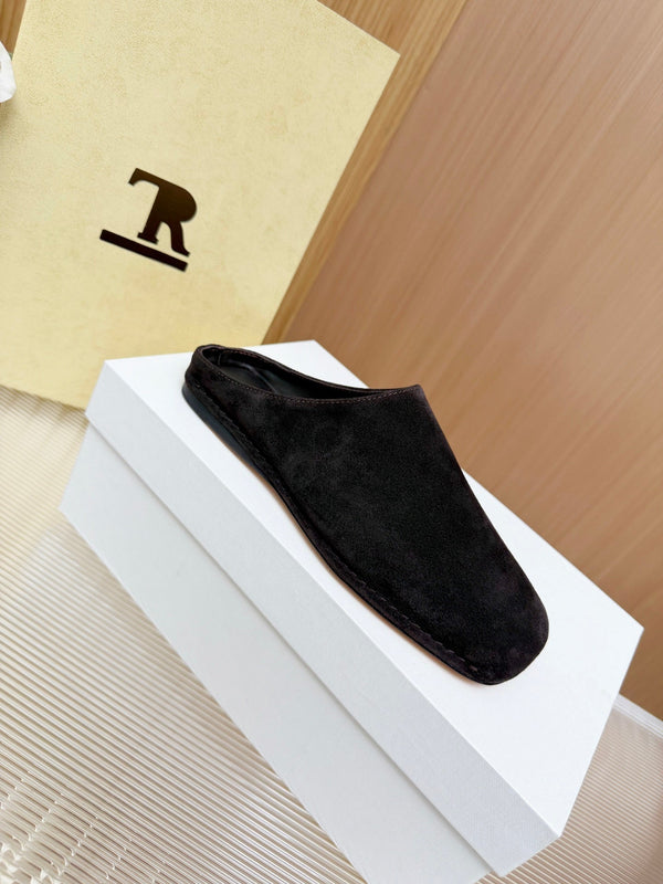 The Row Piper Slide Coffee Suede 707517