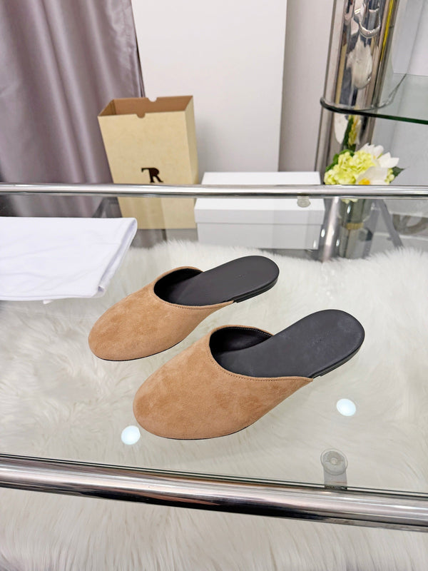 The Row Sleeper Two Slippers Beige Suede 707571