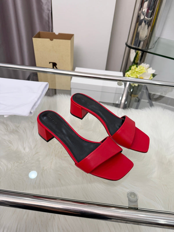 The Row New Chocolate Slide Red Lambskin 707566