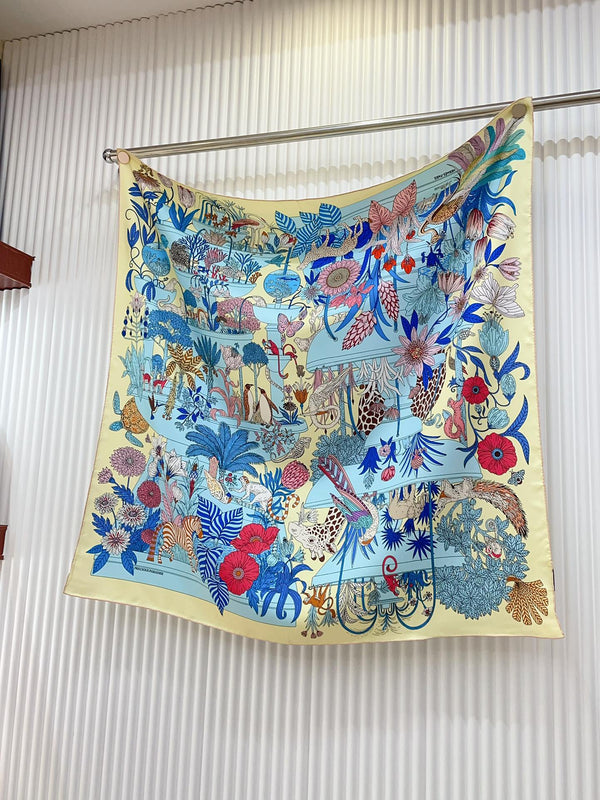 Precious Paradise Scarf 90 CM In Colorful Silk Twill  234593