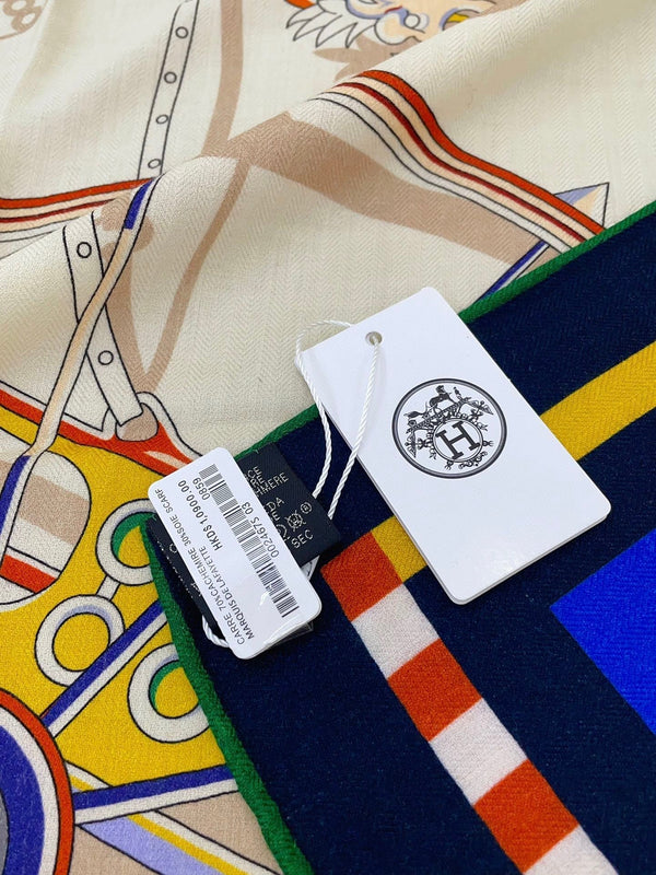 Voitures En Equilibre Scarf 140 CM In Colorful Cashmere And Silk 286416