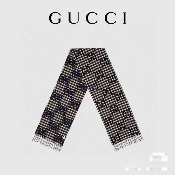 SCARF 220 CM IN BLACK MIX WHITE WOOL 401165