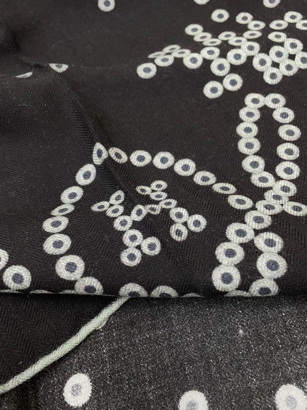 Cheval De Legende Scarf 140 CM Charcoal Blue Pattern Cashmere And Silk
