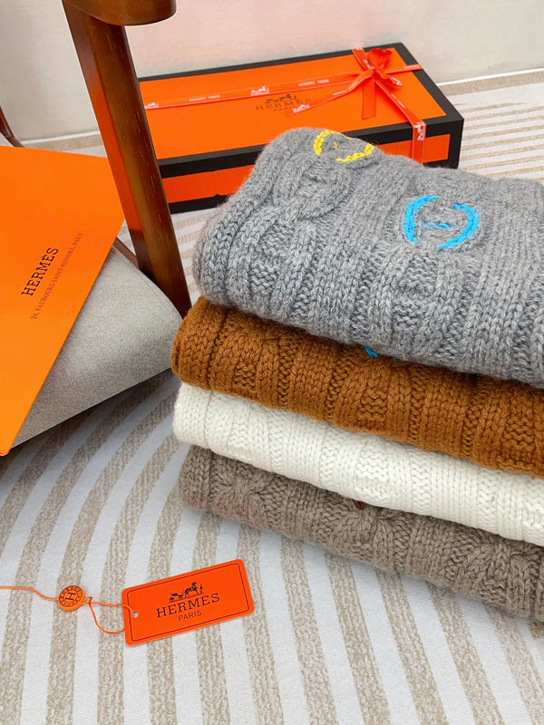 Scarf 170 CM Brown Orange Cashmere Handwoven