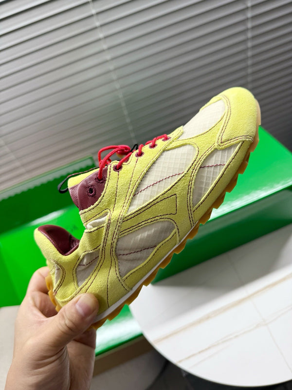 BV Orbit Flash Sneaker Lemon Suede & Nylon Lace-Up 609405