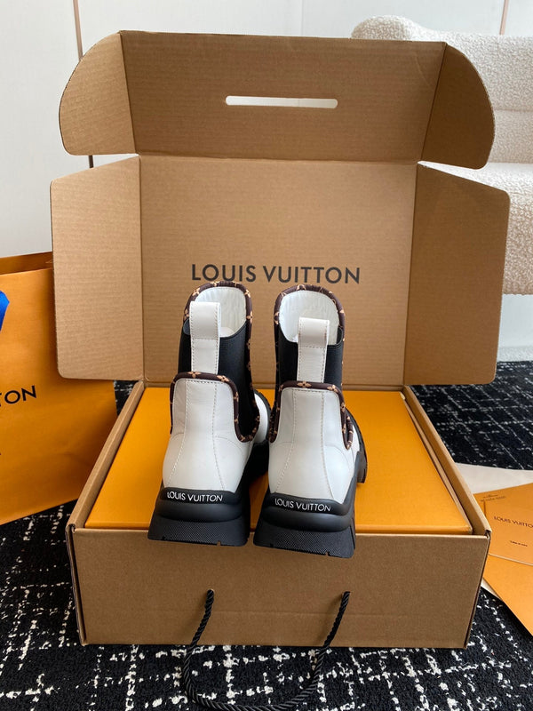 LV Ruby Flat Ankle Boot White Calfskin