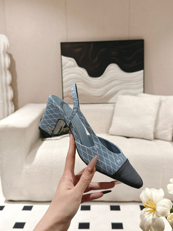cc 25c slingback 55mm cross line pattern light blue denim 237487