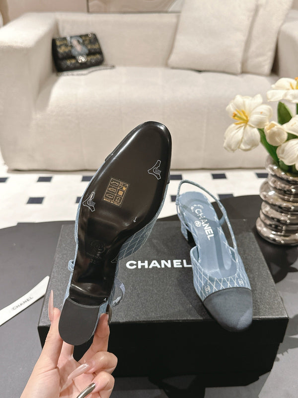 cc 25c slingback 55mm cross line pattern light blue denim 237487