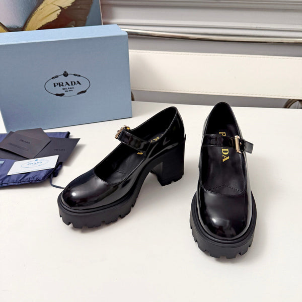 Prad Mary Jane Platform Pumps Black Patent Leather 118330