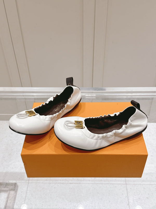 LV 25PF Nolita Flat Ballerina White Sheepskin