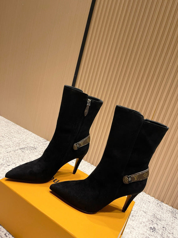LV Legacy Ankle Boot 80mm Black Suede 480587