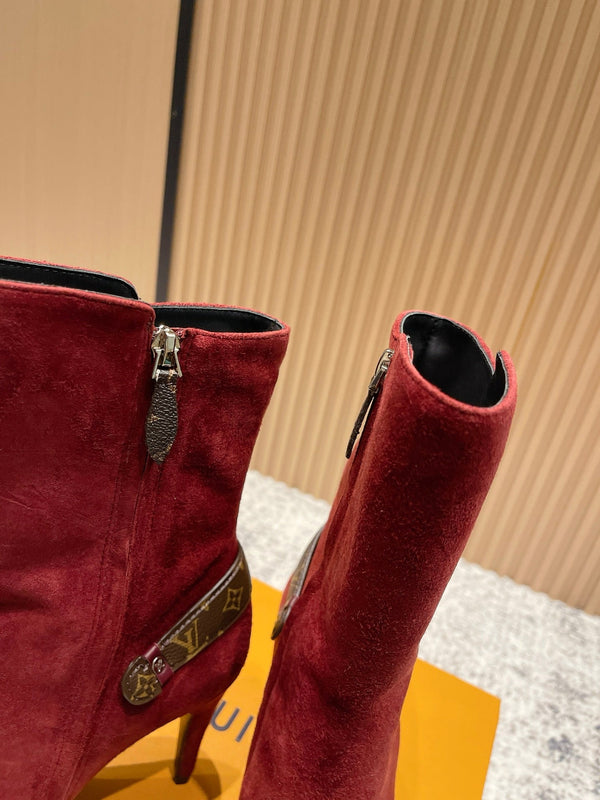 LV Legacy Ankle Boot 80mm Red Suede 480588