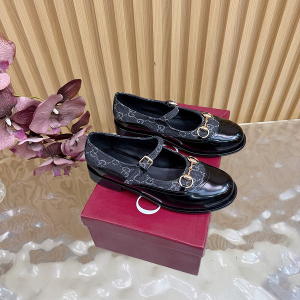 GG 26 Slip-on Black Sheepskin Double G Denim 589459
