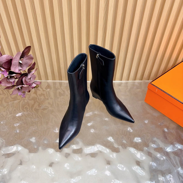 HM Leonie Ankle Boots 7cm Black Sheepskin 589201