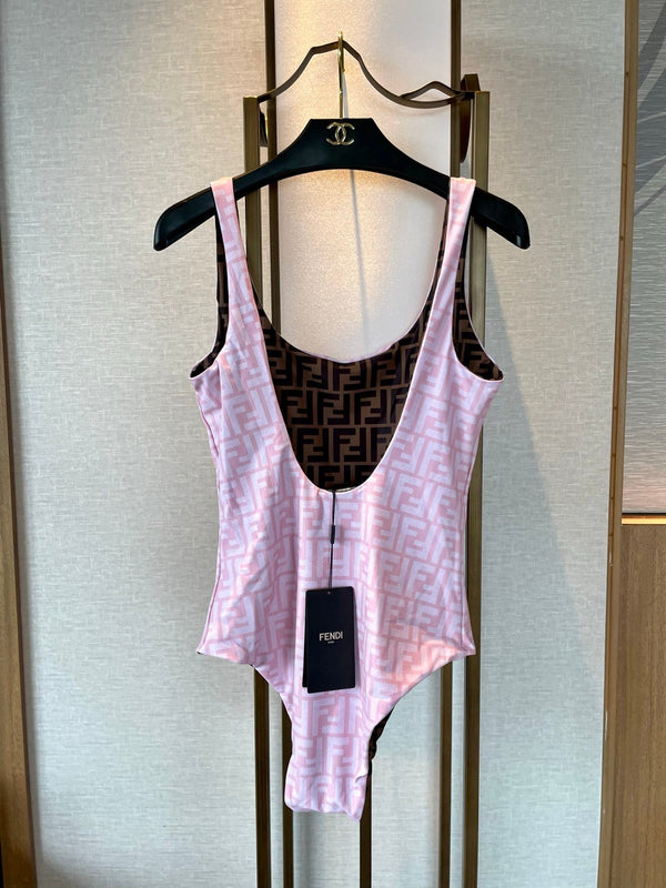 Fendi Reversible One-Piece Swimsuit Pink Cotton 180522