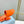 PRA TRIANGLE HEEL SATIN SLIPPERS BRIGHT ORANGE
