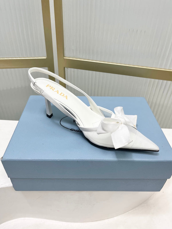 Prada Mesh Stiletto Sandals 7.5 White Sheepskin 606007