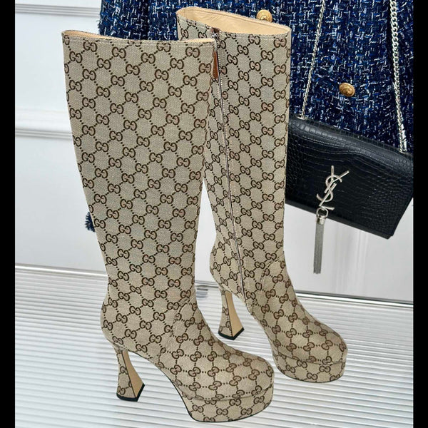 GG 26s Platform High Boots 11.5cm Canvas 174673