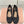 Miu Classic Bow Letter Ballet Black Satin