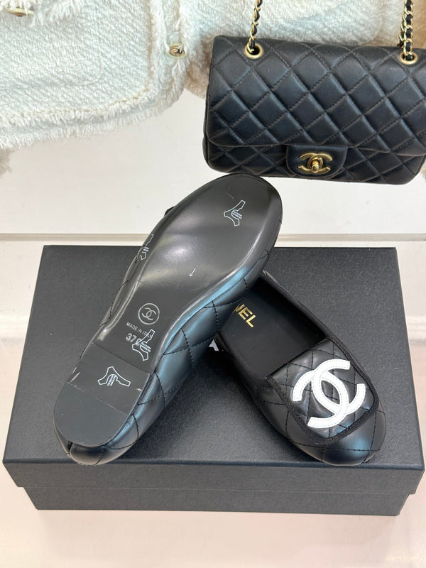 CC 26s Cambon Ballet Flats Black Quited Lambskin 887794