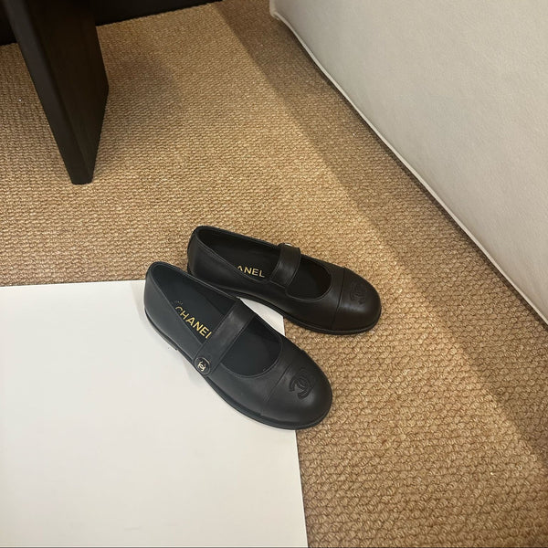 CC 26s Mary Jane Flats Black Calfskin