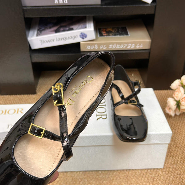 CD 26s Mary Jane Flats Patent Calfskin 157545