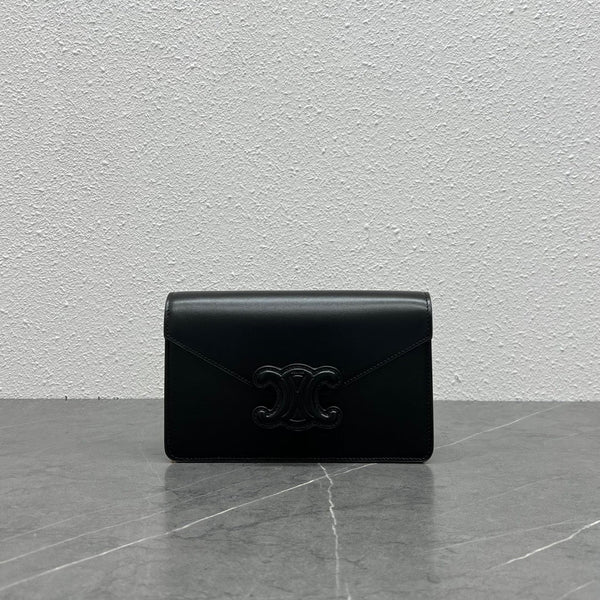 Celine WOC Triomphe Black Cowhide