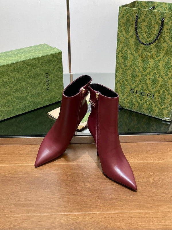 GG 26s Signoria Ankle Boot 10.5cm Burgundy Cowhide 997221
