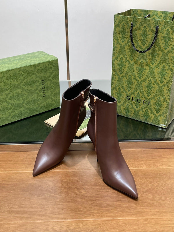 GG 26s Signoria Ankle Boot 10.5cm Brown Cowhide 997222