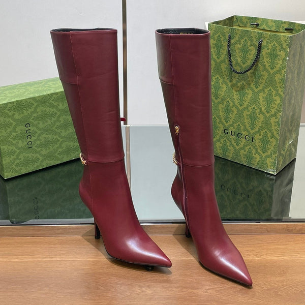 GG 26s Signoria Long Boot 10.5cm Burgundy Cowhide 997212