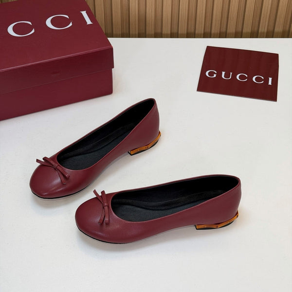 GG 26s Ballerina With Bamboo Flats Burgundy Sheepskin 997172