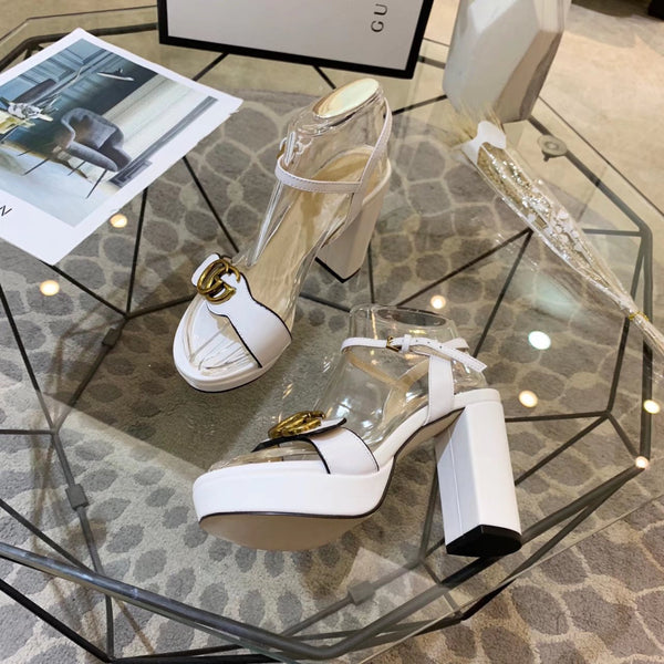 GG 26s Marmont Sandals 10cm White Leather 926705