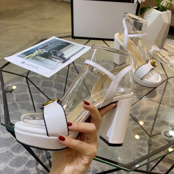 GG 26s Marmont Sandals 10cm White Leather 926705