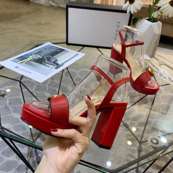 GG 26s Marmont Sandals 10cm Red Leather 926707
