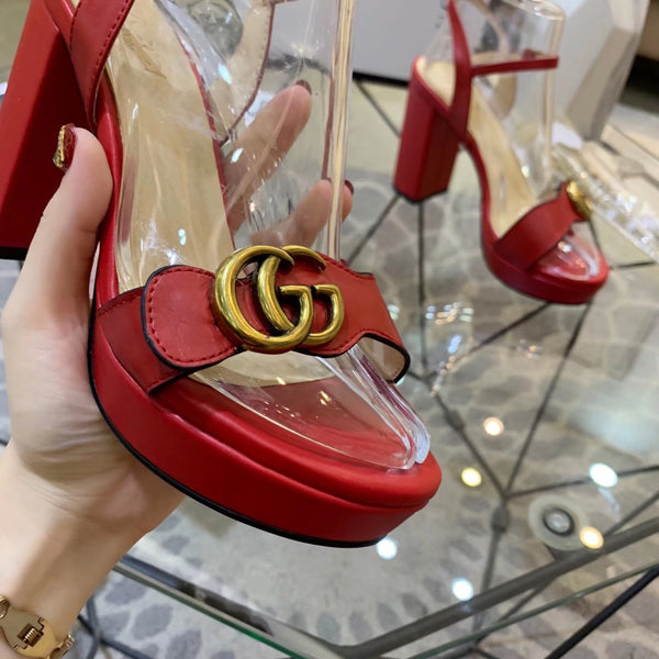 GG 26s Marmont Sandals 10cm Red Leather 926707