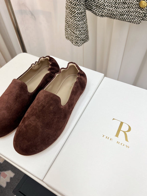 The Row Casa Ballet Flat Brown Suede 832671