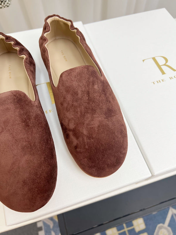 The Row Casa Ballet Flat Brown Suede 832671