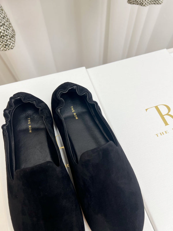 The Row Casa Ballet Flat Black Suede 832670