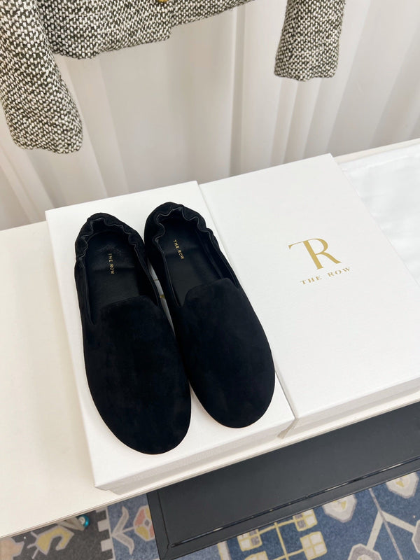 The Row Casa Ballet Flat Black Suede 832670