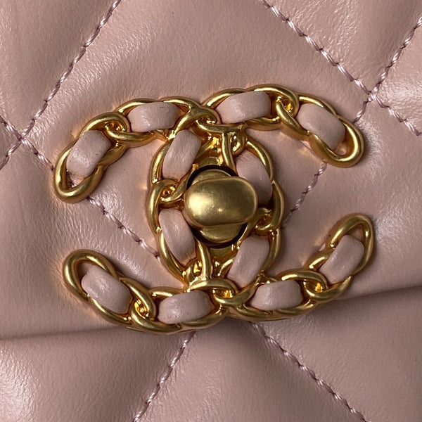 cc 23k 13,5cm rose pink calfskin gold hardware