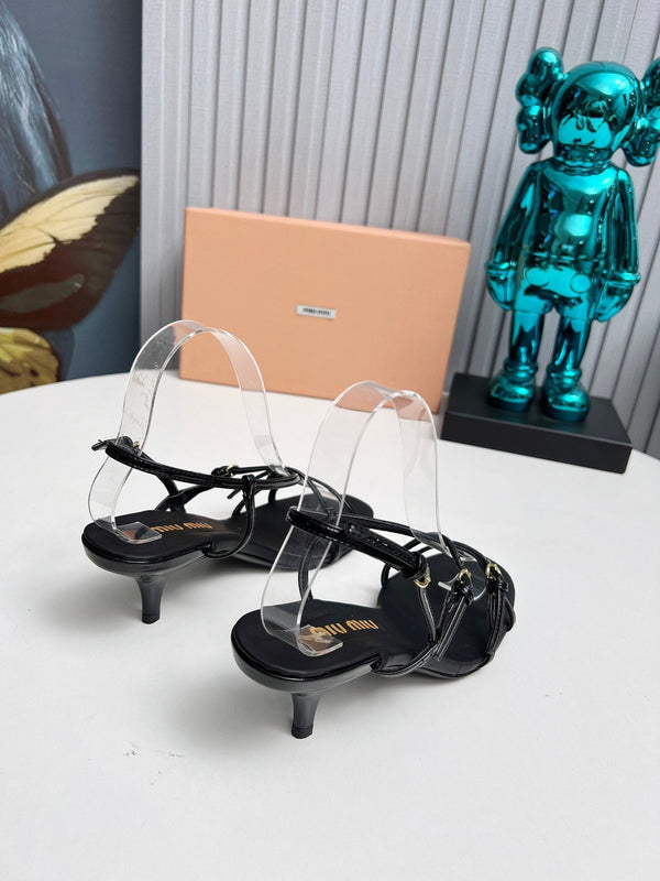 Miu 26s Sandals 5.5cm Black Patent Leather 680448